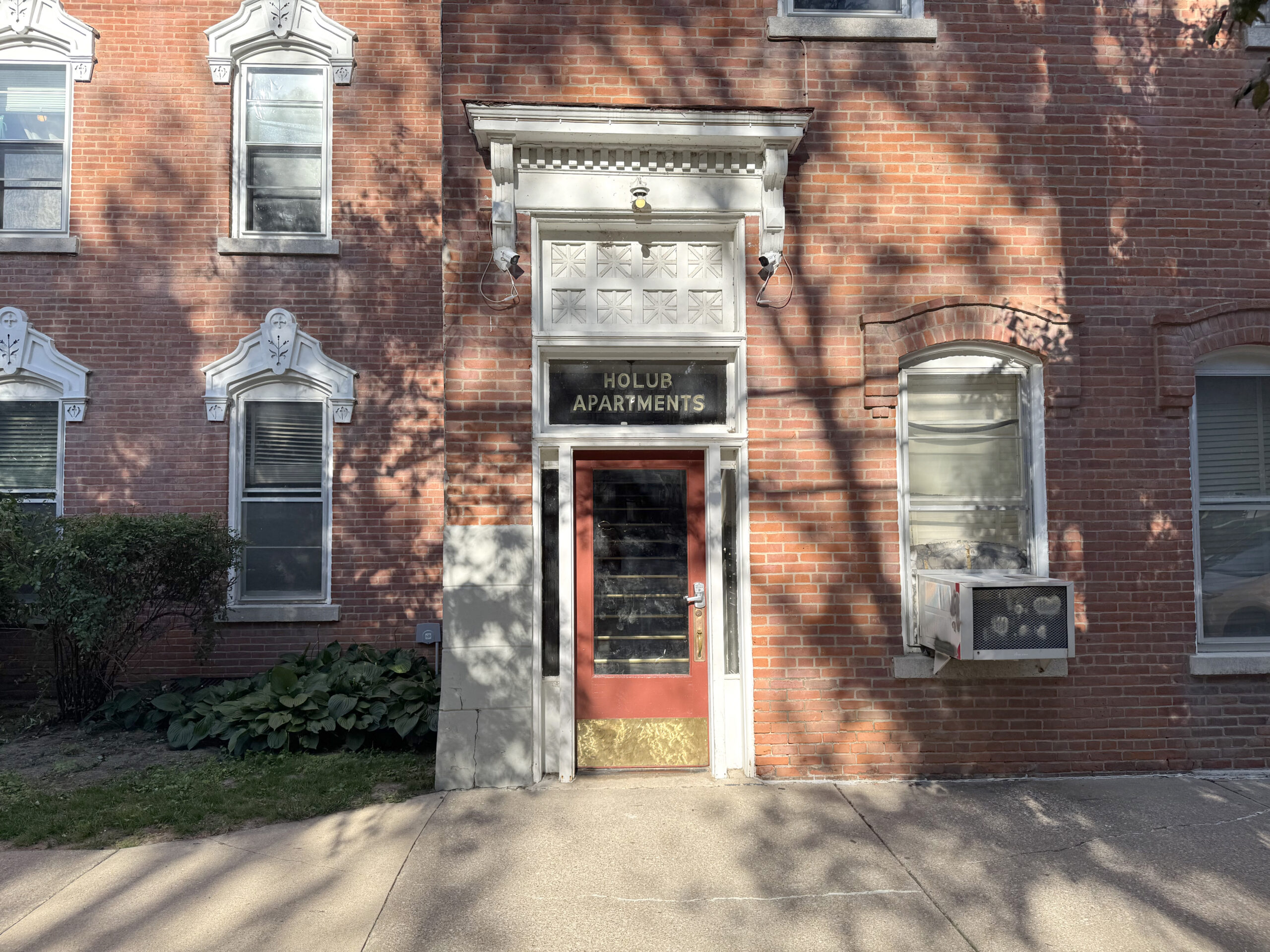 Main door on Holub Apartments in Downtown Iowa City