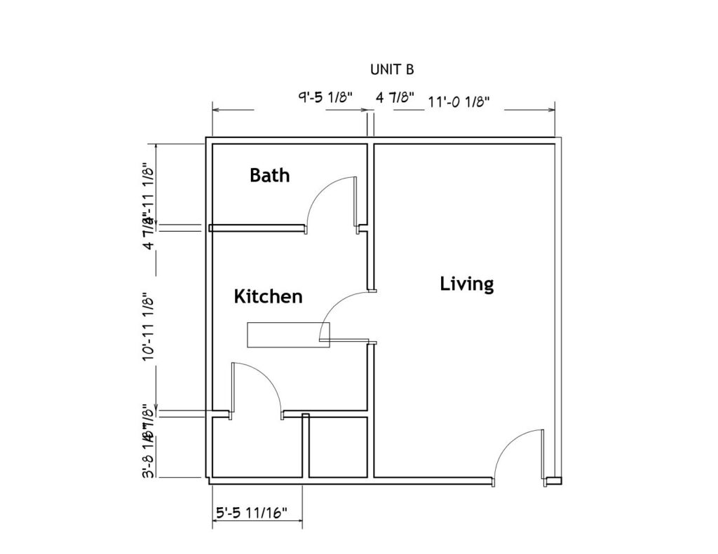 Efficiency Apartment with Kitchen, Private Bath & Two Closets | Unit B